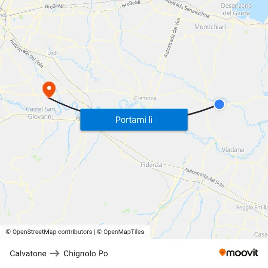 Calvatone to Chignolo Po map