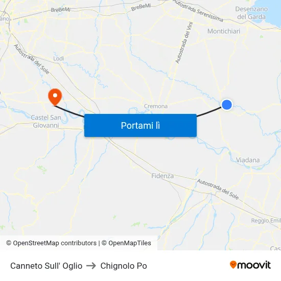 Canneto Sull' Oglio to Chignolo Po map