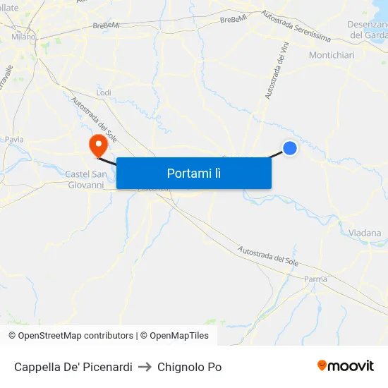 Cappella De' Picenardi to Chignolo Po map