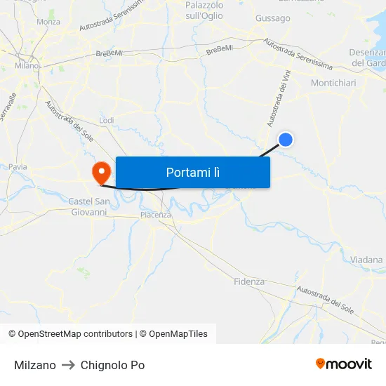 Milzano to Chignolo Po map