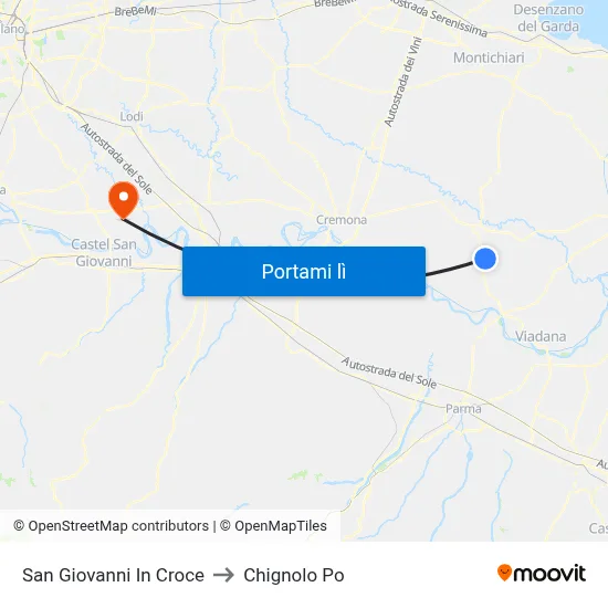 San Giovanni In Croce to Chignolo Po map