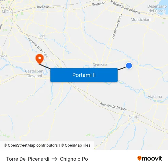 Torre De' Picenardi to Chignolo Po map