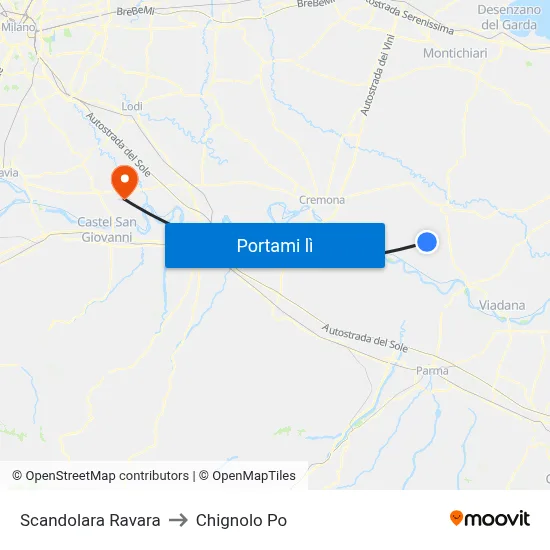 Scandolara Ravara to Chignolo Po map