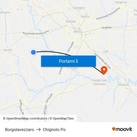 Borgolavezzaro to Chignolo Po map