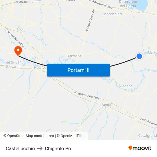 Castellucchio to Chignolo Po map