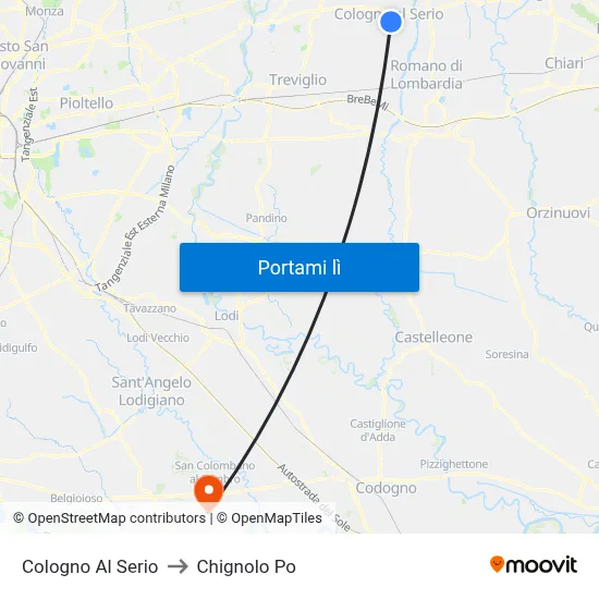 Cologno Al Serio to Chignolo Po map