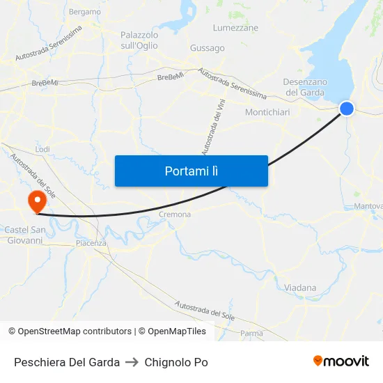 Peschiera Del Garda to Chignolo Po map