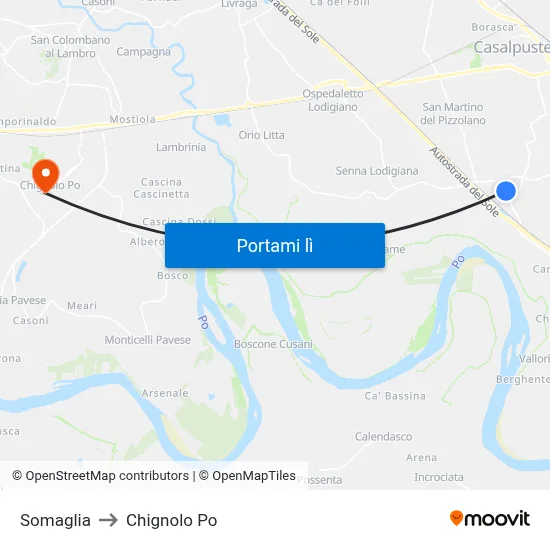 Somaglia to Chignolo Po map