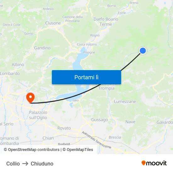 Collio to Chiuduno map