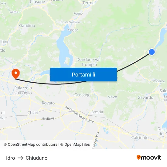 Idro to Chiuduno map