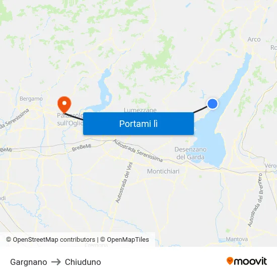 Gargnano to Chiuduno map