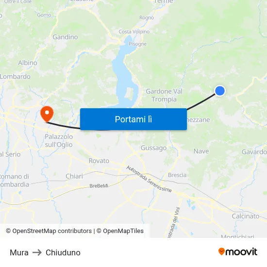 Mura to Chiuduno map