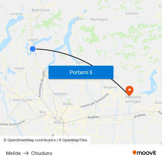 Melide to Chiuduno map