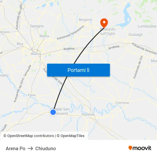 Arena Po to Chiuduno map