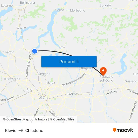 Blevio to Chiuduno map