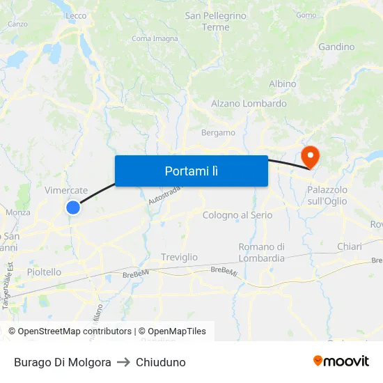 Burago Di Molgora to Chiuduno map