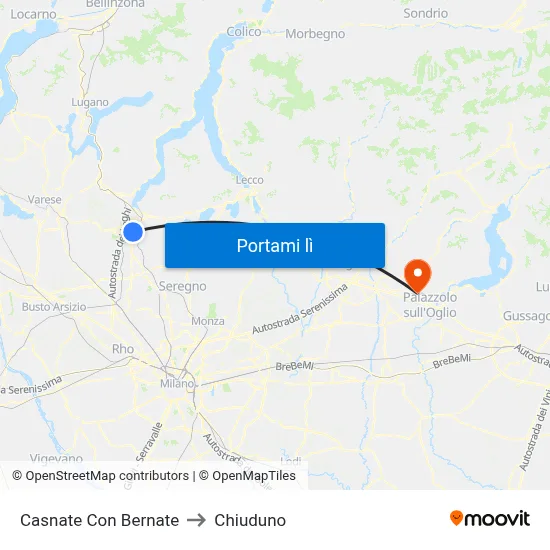 Casnate Con Bernate to Chiuduno map