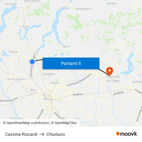 Cassina Rizzardi to Chiuduno map