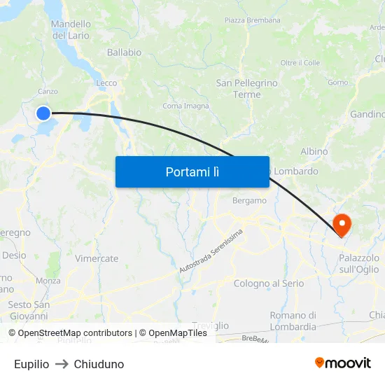 Eupilio to Chiuduno map