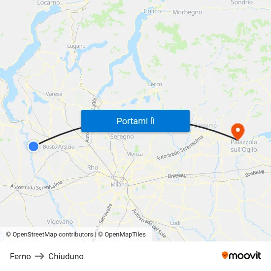 Ferno to Chiuduno map