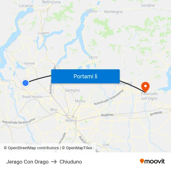 Jerago Con Orago to Chiuduno map