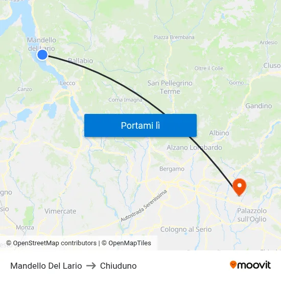 Mandello Del Lario to Chiuduno map