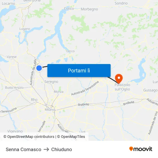 Senna Comasco to Chiuduno map