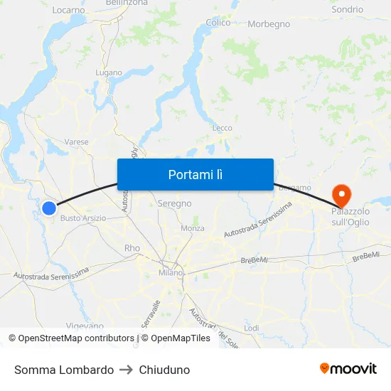 Somma Lombardo to Chiuduno map