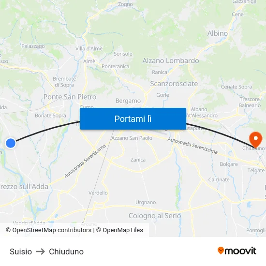 Suisio to Chiuduno map