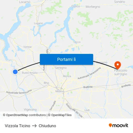 Vizzola Ticino to Chiuduno map