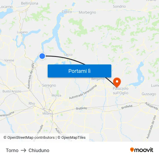 Torno to Chiuduno map