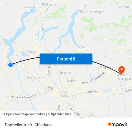 Dormelletto to Chiuduno map