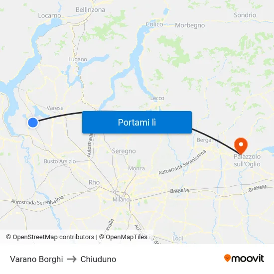 Varano Borghi to Chiuduno map