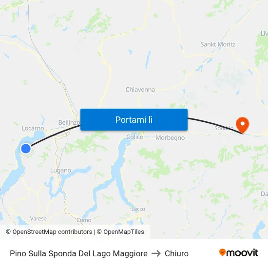 Pino Sulla Sponda Del Lago Maggiore to Chiuro map