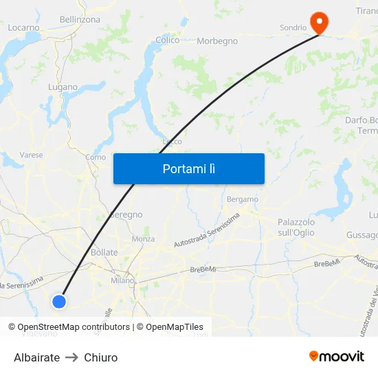 Albairate to Chiuro map