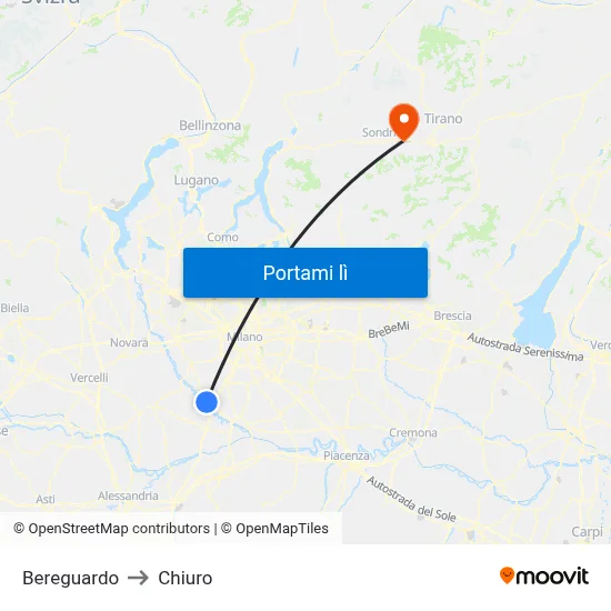 Bereguardo to Chiuro map