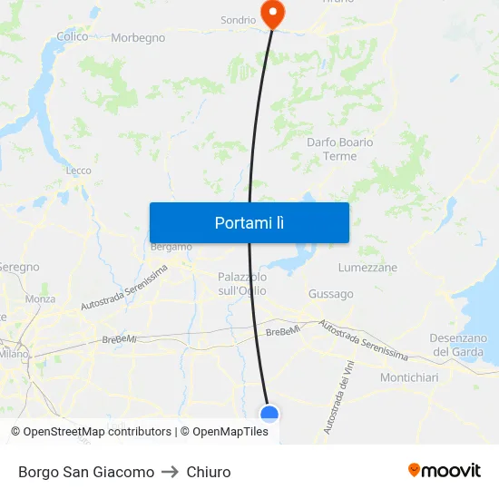 Borgo San Giacomo to Chiuro map