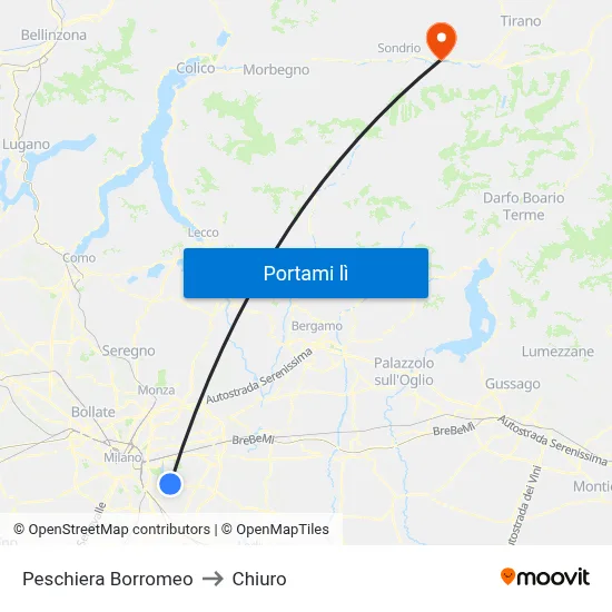 Peschiera Borromeo to Chiuro map