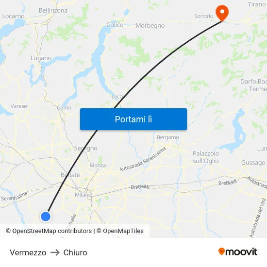 Vermezzo to Chiuro map