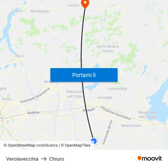 Verolavecchia to Chiuro map