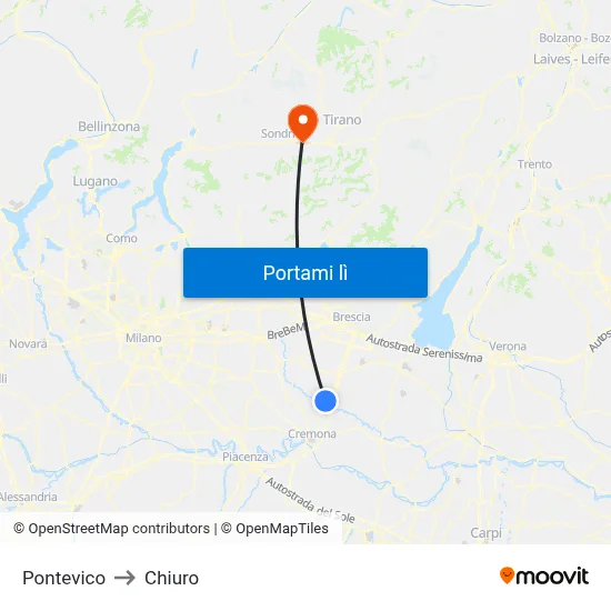 Pontevico to Chiuro map