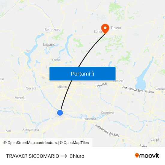 TRAVAC? SICCOMARIO to Chiuro map