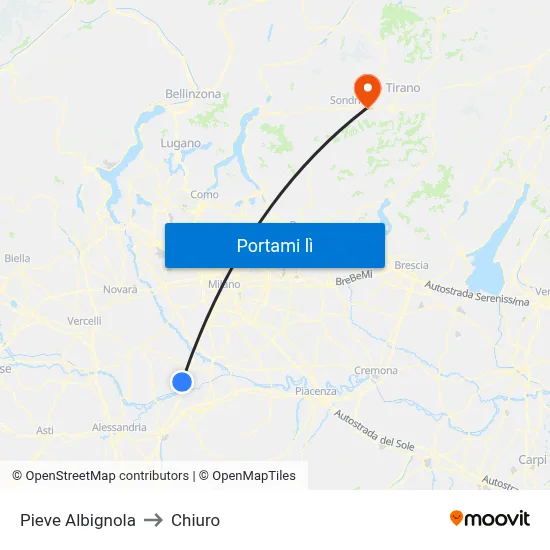 Pieve Albignola to Chiuro map