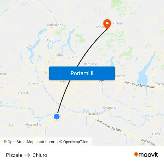 Pizzale to Chiuro map