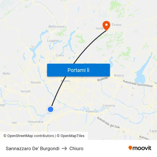 Sannazzaro De' Burgondi to Chiuro map