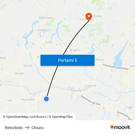 Retorbido to Chiuro map