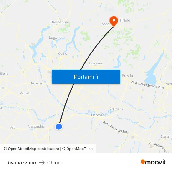 Rivanazzano to Chiuro map