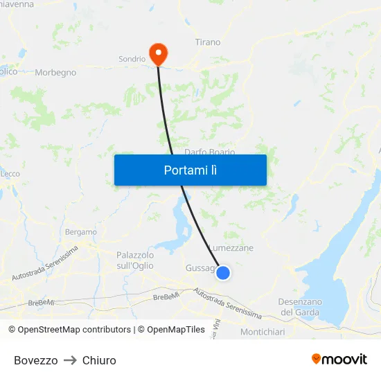 Bovezzo to Chiuro map