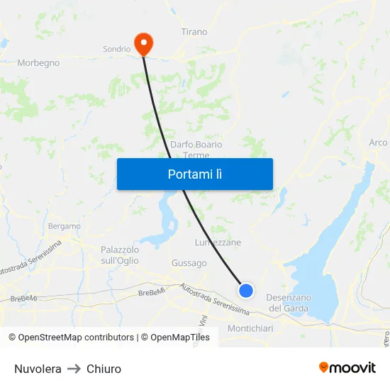 Nuvolera to Chiuro map
