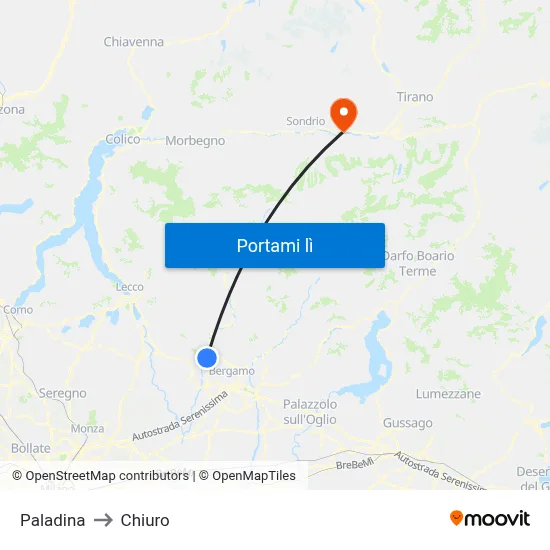 Paladina to Chiuro map